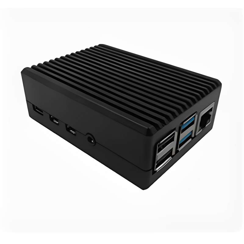Raspberry Pi 3B dans boîtier noir avec dissipateur intégré